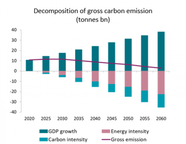 Decomposition of gross carbon emission
